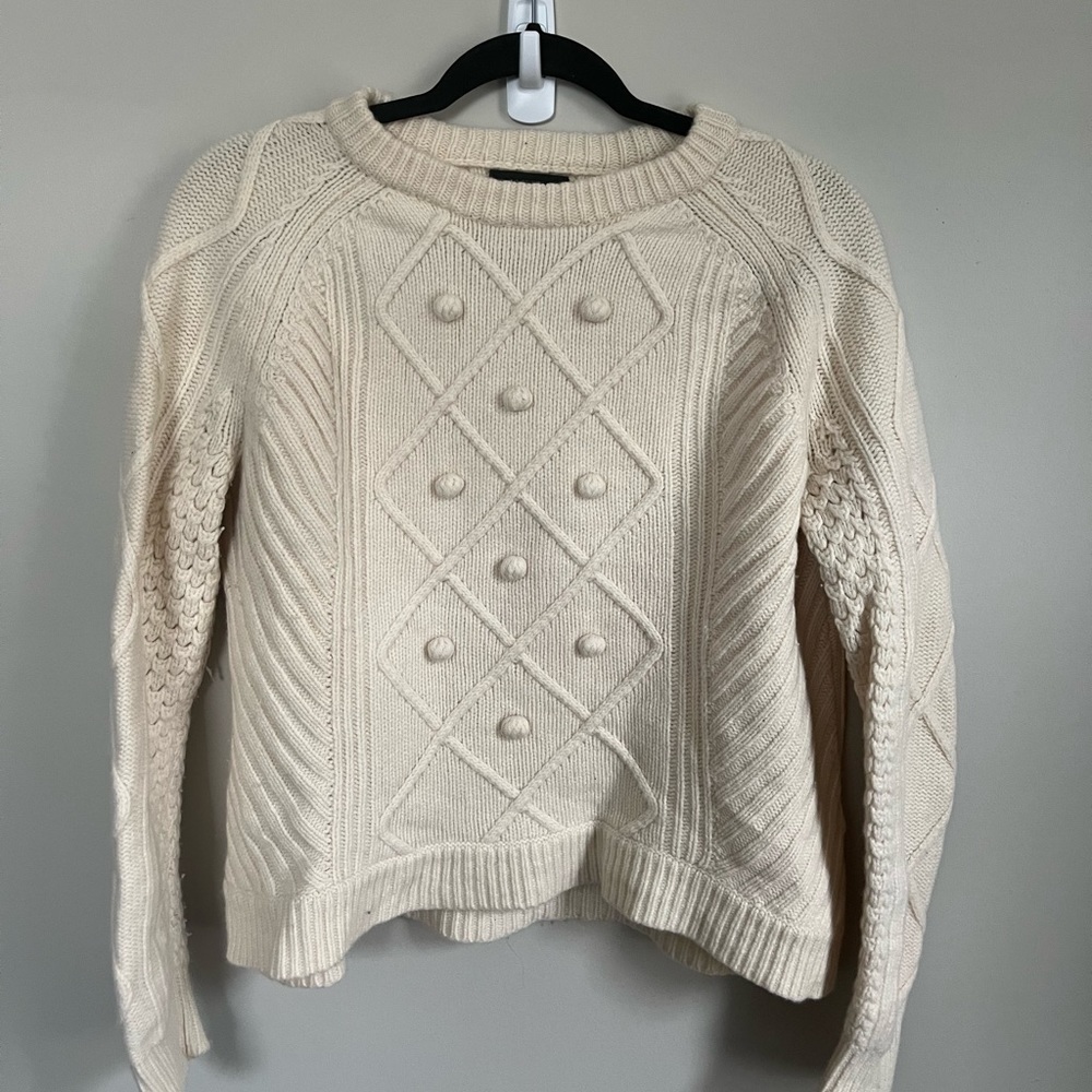 J. Crew Wool Pullover Cream Sweater - Medium